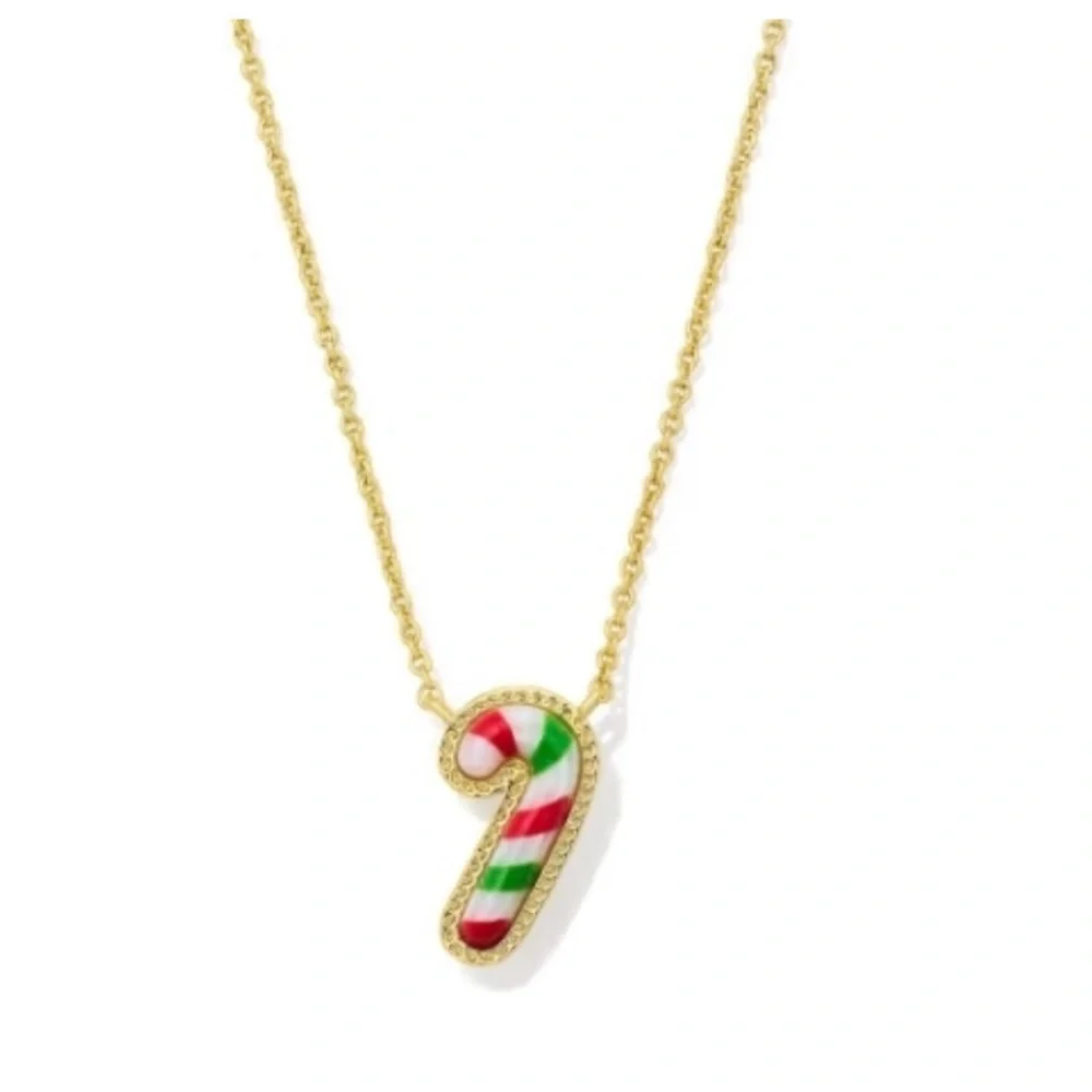 Kendra Scott Gold Candy Cane Pendant Necklace‎ NEW